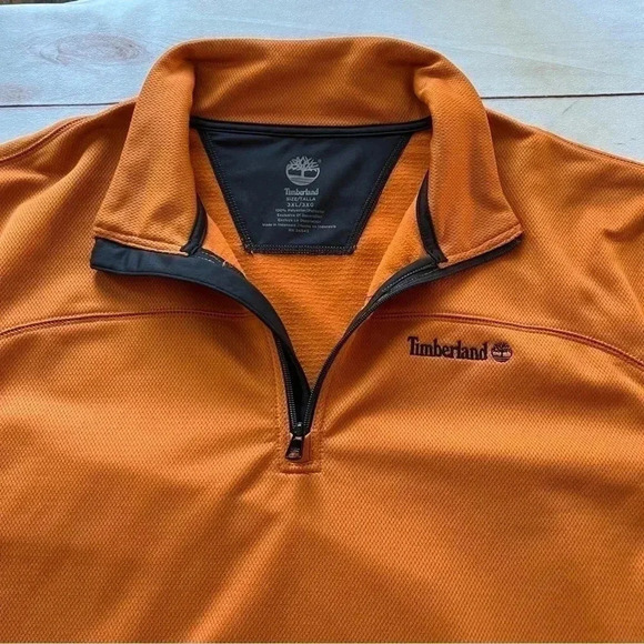 Timberland Mens 3XL 1/4 Zip Heavyweight Orange Sweatshirt Y2K - Picture 3 of 10
